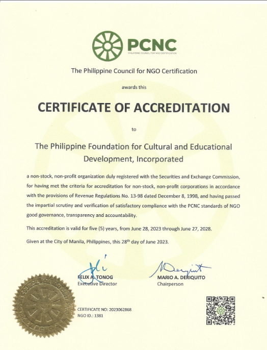 PCNC Certificate of Accreditation
